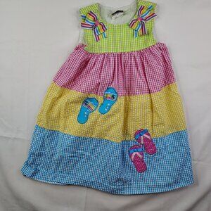 Rare Too 4T Gingham Seersucker Tiered Dress Sundress
